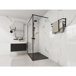 Receveur de douche extra plat à poser ou à encastrer recoupable en résine SMC - Noir - 120 x 80 cm - LYROSA