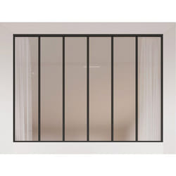 Verrière Atelier En Aluminium Thermolaqué Et Verre Dépoli - 180 X 130 Cm - Noir - Bayview