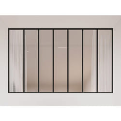 Verrière atelier en aluminium thermolaqué et verre dépoli - 210 x 130 cm - Noir - BAYVIEW