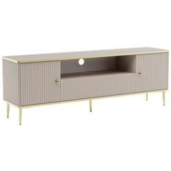 Pascal Morabito - Meuble tv avec 2 portes, 1 tiroir et 1 niche en mdf et acier - Beige et doré - sinead de