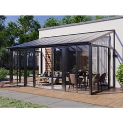 Véranda en aluminium et polycarbonate avec protection UV - 16 m² - anthracite - MATHILDA