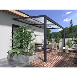 Pergola Adossée En Aluminium Avec Toit Coulissant - 12 M² - Anthracite - Izeda