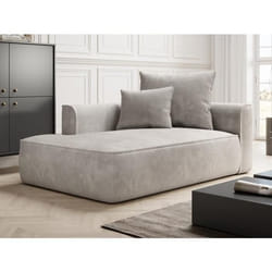 Méridienne gauche en velours côtelé beige PINETA