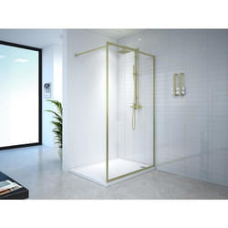 Paroi de douche à litalienne - 120 x 200 cm - Doré - Verre trempé - AMBERI