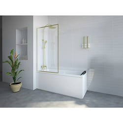 Pare Baignoire Doré Style Industriel - 80 X 140 Cm - Verre Trempé - Bradenton