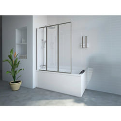 Vente-unique - Pare Baignoire Pliant En Métal - Coloris Chrome - 120 X 140 Cm - District