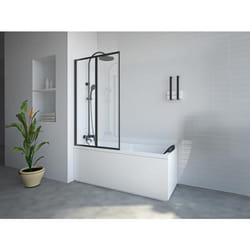 Pare baignoire pliant en métal style atelier - Noir mat - 80 x 140 cm - DISTRICT