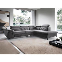 Canapé grand angle droit convertible en velours gris anthracite SAMARA de Pascal Morabito
