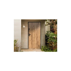 Porte dentrée en acier pleine H207 x L100 cm effet chêne - poussant droit - AGUEDA