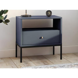 Lot de 2 tables de chevet - 1 tiroir et 1 niche - Bleu - BOGDAN