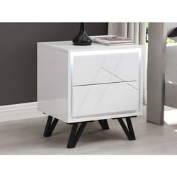 Vente-unique - Lot De 2 Tables De Chevet 2 Tiroirs - Avec Leds - Mdf - Blanc Laqué - Saliano