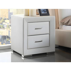 Lot de 2 tables de chevet - 2 tiroirs - Simili blanc - CAPITOLE