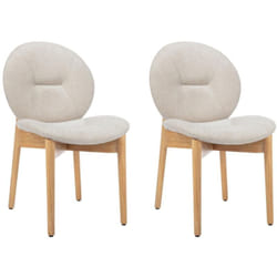 Vente-unique - Lot de 2 chaises en tissu et bois d'hévéa - Beige - isadio