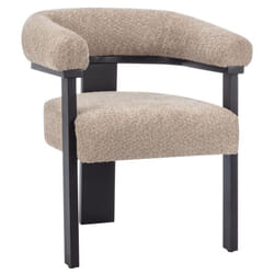 Chaise avec accoudoirs en tissu bouclette et bois d'hévéa noir - Taupe - LIVELIA de Pascal MORABITO
