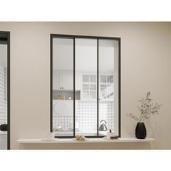 Verrière coulissante en aluminium thermolaqué noir 90 x 130 cm - RAVENA