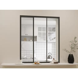 Verrière coulissante en aluminium thermolaqué noir 90 x105 cm - RAVENA