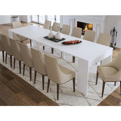 Console table extensible 12 couverts - 6 rallonges - Blanc - ONEGA