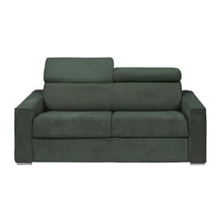 Canapé 3 places convertible express en velours côtelé vert - Couchage 140 cm - Matelas 14 cm - VIZIR