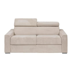Canapé 3 places convertible express en velours côtelé beige - Couchage à lattes larges 140 cm - Matelas 22 cm mémoire de forme -