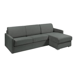 Canapé dangle convertible express et réversible en tissu gris - Couchage 140 cm - Matelas 14 cm - CALIFE