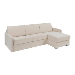 Canapé dangle convertible express et réversible en tissu beige - Couchage 160 cm - Matelas 14 cm - CALIFE