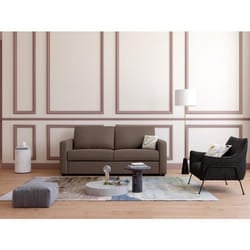 Canapé 3 places convertible express en tissu marron Couchage 140 cm - Matelas 14 cm DONETO