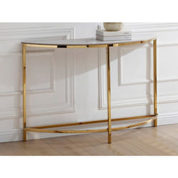 Console en céramique et acier inoxydable - Effet marbre blanc et Doré - CYLIAN de Pascal Morabito