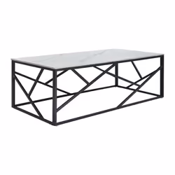 Table basse en céramique et métal - Effet marbre blanc et Noir - MELRONE de Pascal Morabito