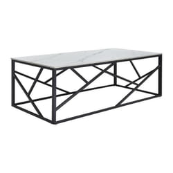 Table basse en céramique et métal - Effet marbre blanc et Noir - MELRONE de Pascal Morabito