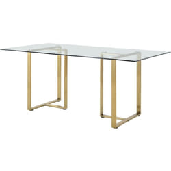 Table à manger 6 personnes en verre trempé et acier inoxydable - Transparent et doré - nilesa ii de Pascal Morabito