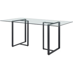 Pascal Morabito - Table à manger 6 personnes en verre trempé et métal - Transparent et noir - nilesa IIde