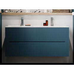 Meuble sous vasque suspendu strié bleu - 120 cm - PAVANI