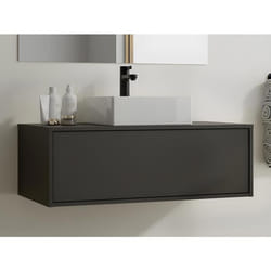 Meuble de salle de bain suspendu gris anthracite avec simple vasque carrée - 94 cm - TEANA II