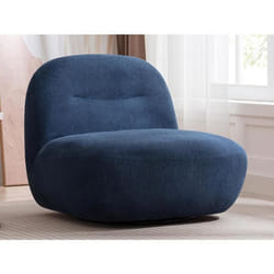 Fauteuil pivotant en tissu texturé bleu POZETI