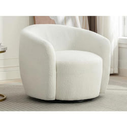 Fauteuil pivotant en tissu bouclette blanc VEREIDE