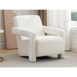 Fauteuil en tissu bouclette blanc ISPARTA