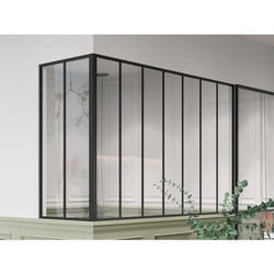 Verrière D'Angle D'Atelier En Aluminium Thermolaqué - L210 X L60 X H130 - Noir - Bayview