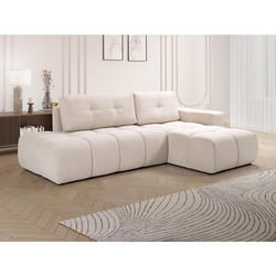 Canapé dangle droit convertible en tissu texturé beige TRIMALDI