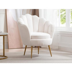 Fauteuil coquillage en tissu bouclette blanc LALEA