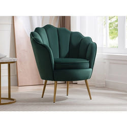 Fauteuil Coquillage En Velours Vert Lalea