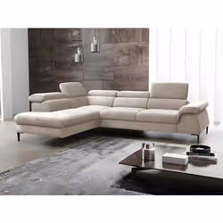 Grand canapé dangle gauche convertible en velours beige SEPINA de Pascal Morabito
