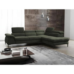 Grand canapé dangle droit convertible en velours vert SEPINA de Pascal Morabito