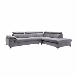 Canapé grand angle droit convertible en velours gris clair SAMARA de Pascal Morabito