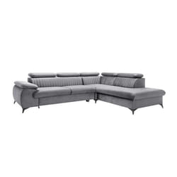 Canapé grand angle droit convertible en velours gris clair SAMARA de Pascal Morabito