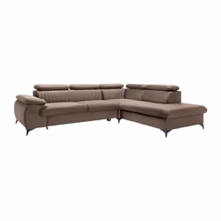 Canapé grand angle droit convertible en velours taupe SAMARA de Pascal Morabito