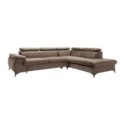 Canapé grand angle droit convertible en velours taupe SAMARA de Pascal Morabito