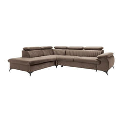 Canapé grand angle gauche convertible en velours taupe SAMARA de Pascal Morabito