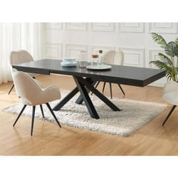 Table à manger extensible 6 à 10 personnes en MDF et métal - Noir - CATONAV
