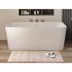 Baignoire Semi-îlot Rectangulaire - 216l - 150 X 75 X 60 Cm - Blanc Brillant - Acrylique - Atesa