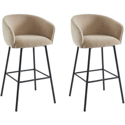 Lot de 2 tabourets en tissu et métal noir - Beige - lazoni de Pascal Morabito